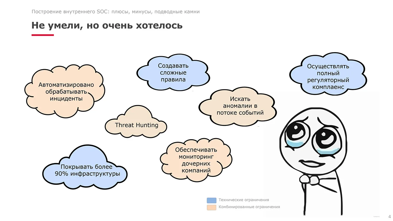 Построение внутреннего SOC. Плюсы, минусы, подводные камни