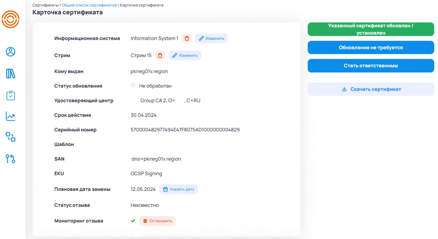 Комплексный подход в управлении жизненным циклом технологических сертификатов SSL/TLS и сопровождения ИОК RSA